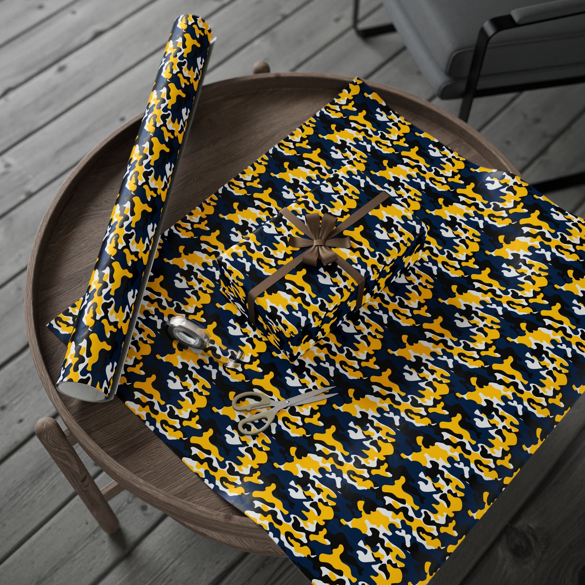 Michigan Wolverines Inspired Camoflauge Wrapping Paper - Holiday Gift Wrapping Paper Roll