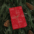 New Year's Hand Drawn Doodles on Red Wrapping Paper - Holiday Gift Wrapping Paper Roll