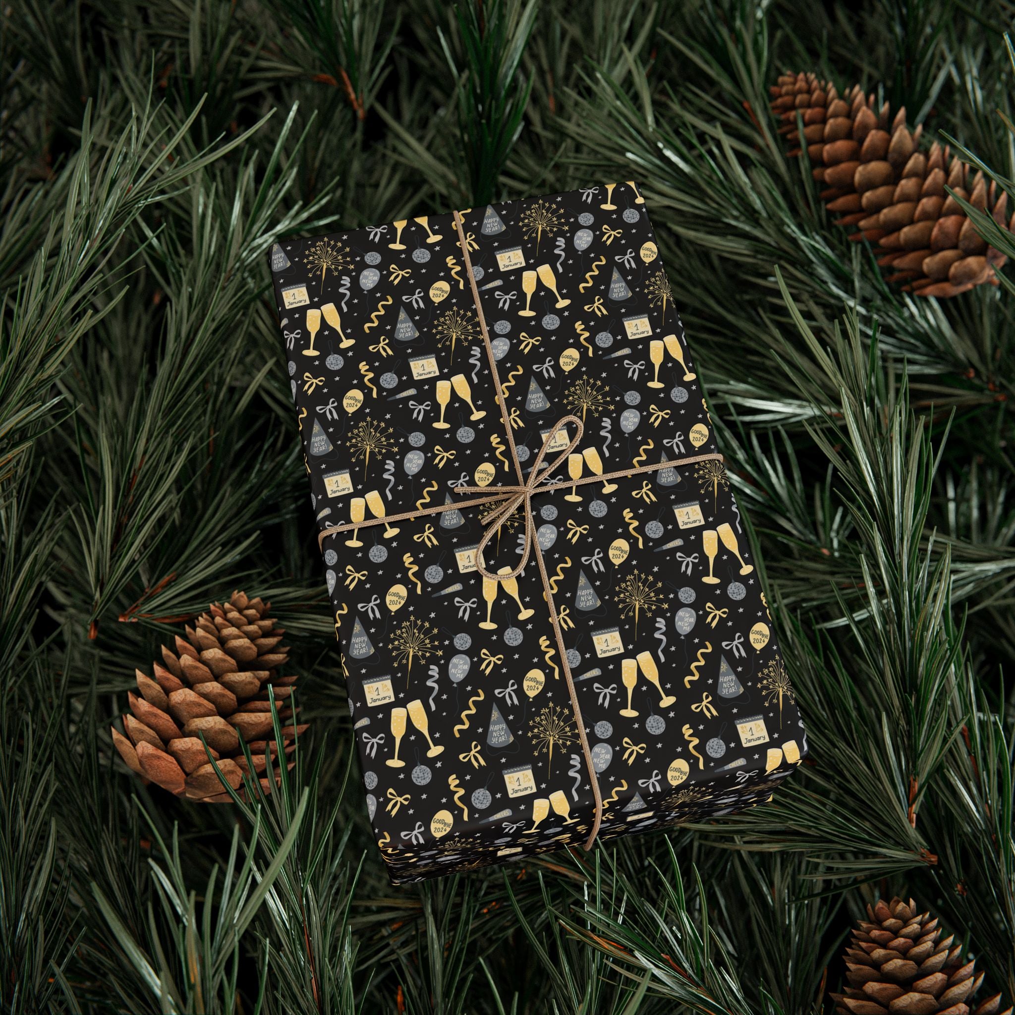 New Year's Festive Decorations Wrapping Paper - Holiday Gift Wrapping Paper Roll