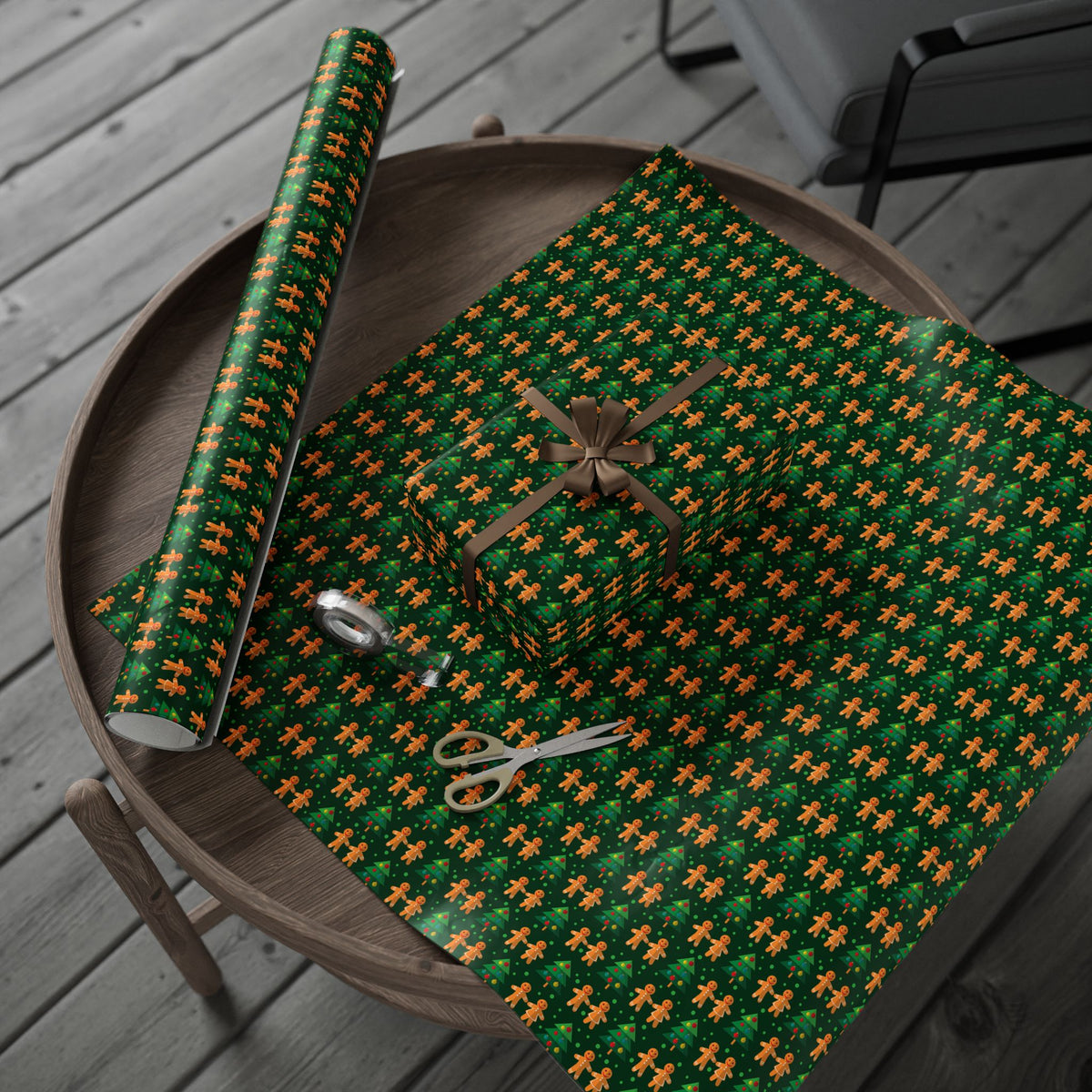Christmas Gingerbread Holding Hands Wrapping Paper | Holiday Gift Wrapping Paper Roll