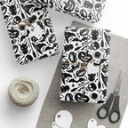 Halloween Black & White Bats Wrapping Paper | Holiday Gift Wrapping Paper Roll