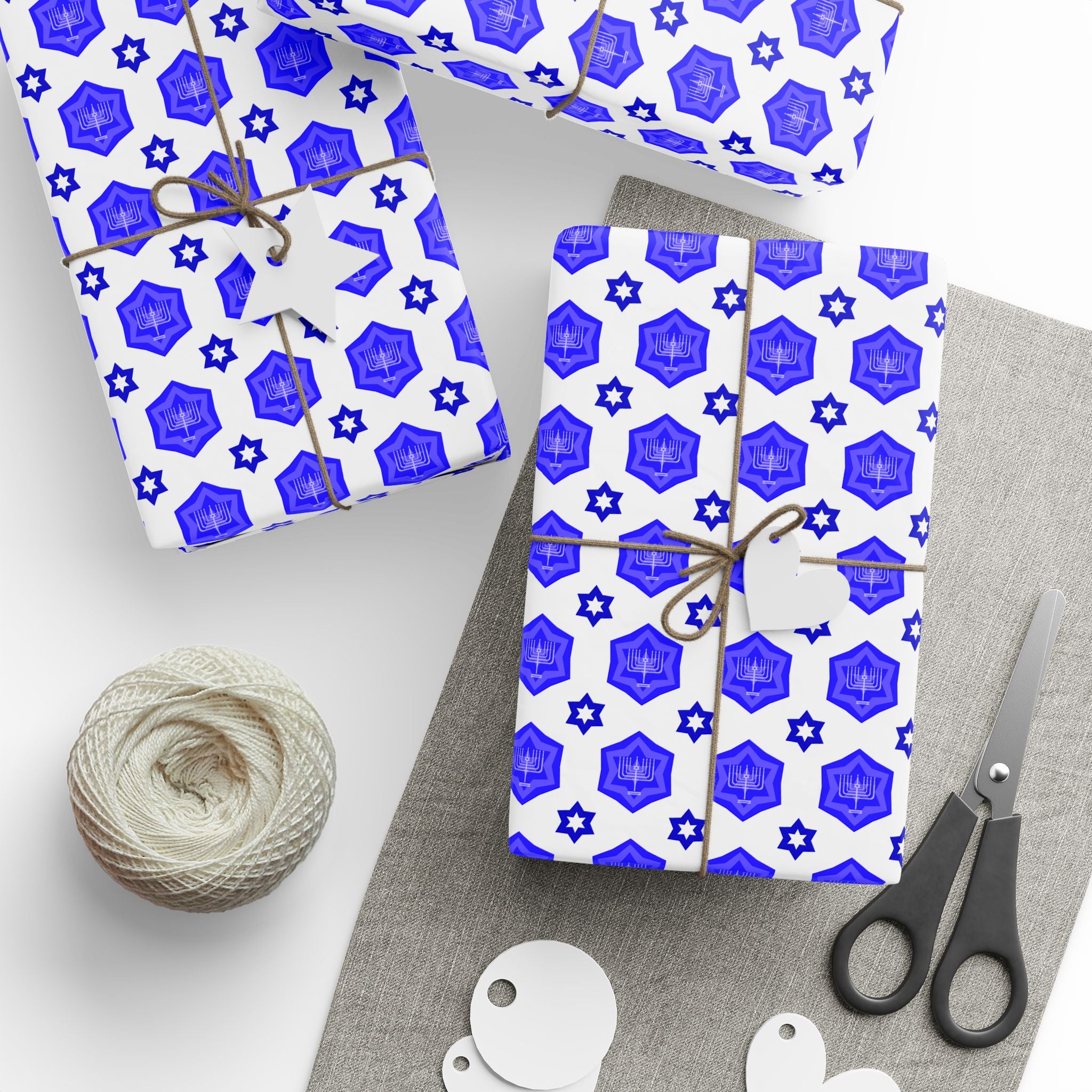 Hanukkah Kaleidoscope Wrapping Paper | Holiday Gift Wrapping Paper Roll