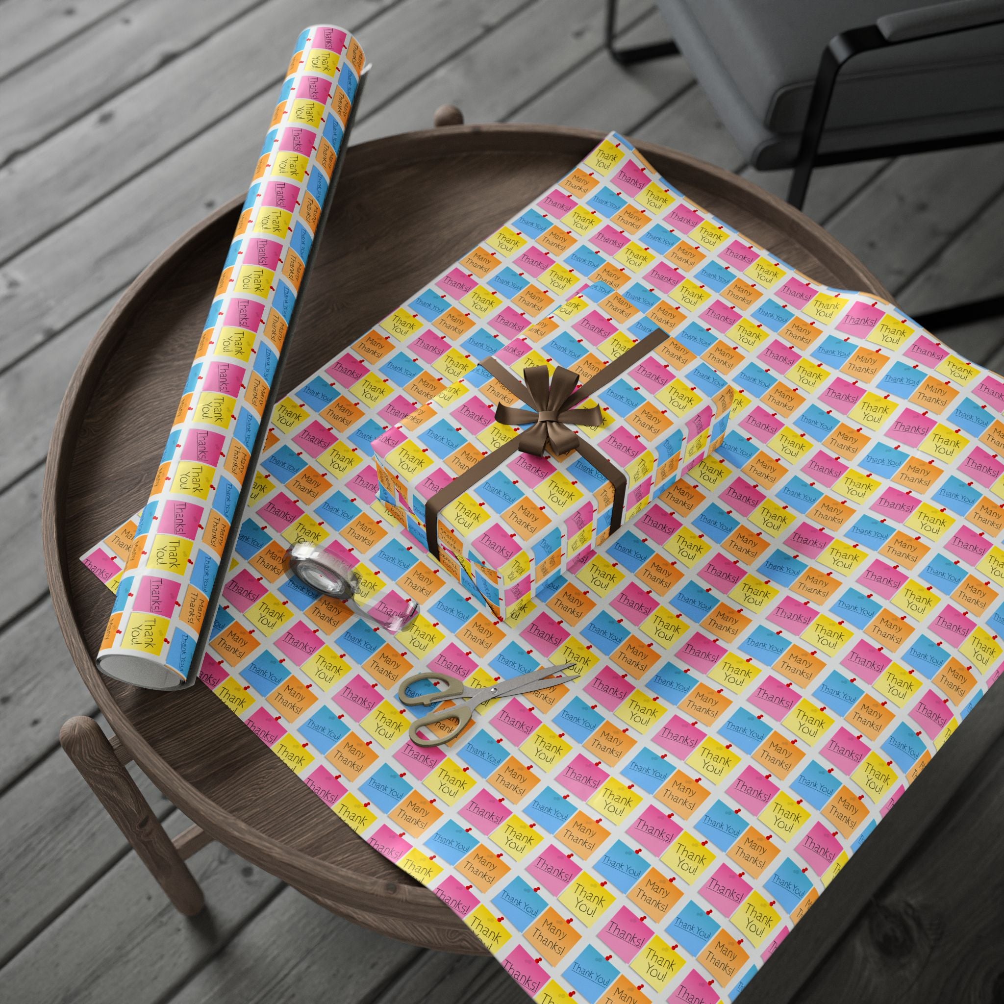 Thank You Colorful Post It Notes  Wrapping Paper Design | Holiday Gift Wrapping Paper Roll