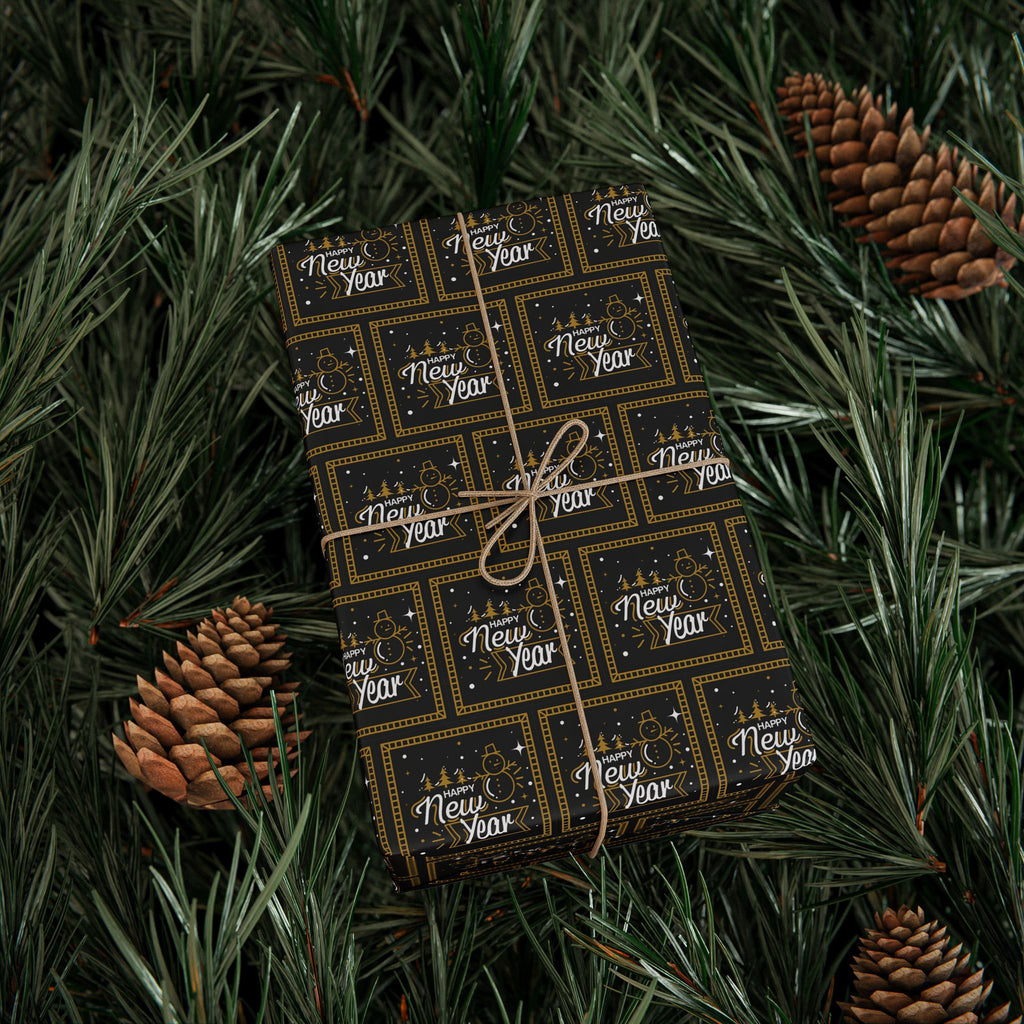 New Year's Framed Snowman Wrapping Paper - Holiday Gift Wrapping Paper Roll