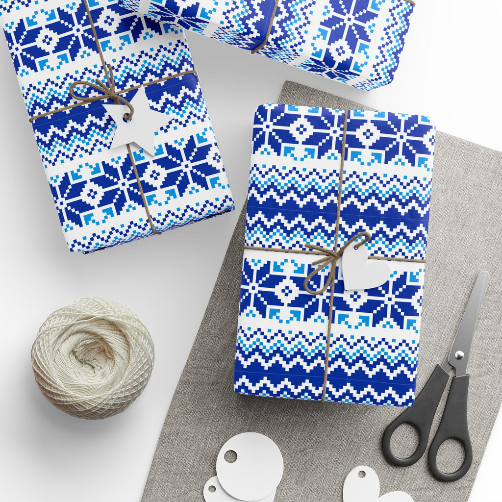 Christmas Ugly Blue Snowflakes Wrapping Paper | Holiday Gift Wrapping Paper