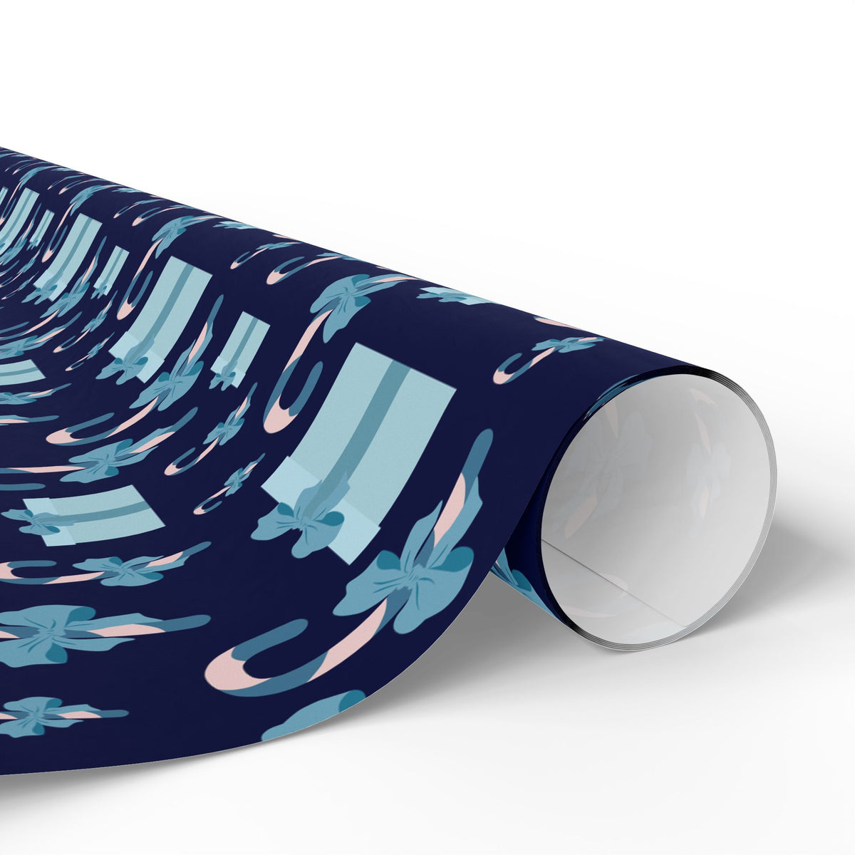 Christmas Blue Candy Canes Wrapping Paper | Holiday Gift Wrapping Paper