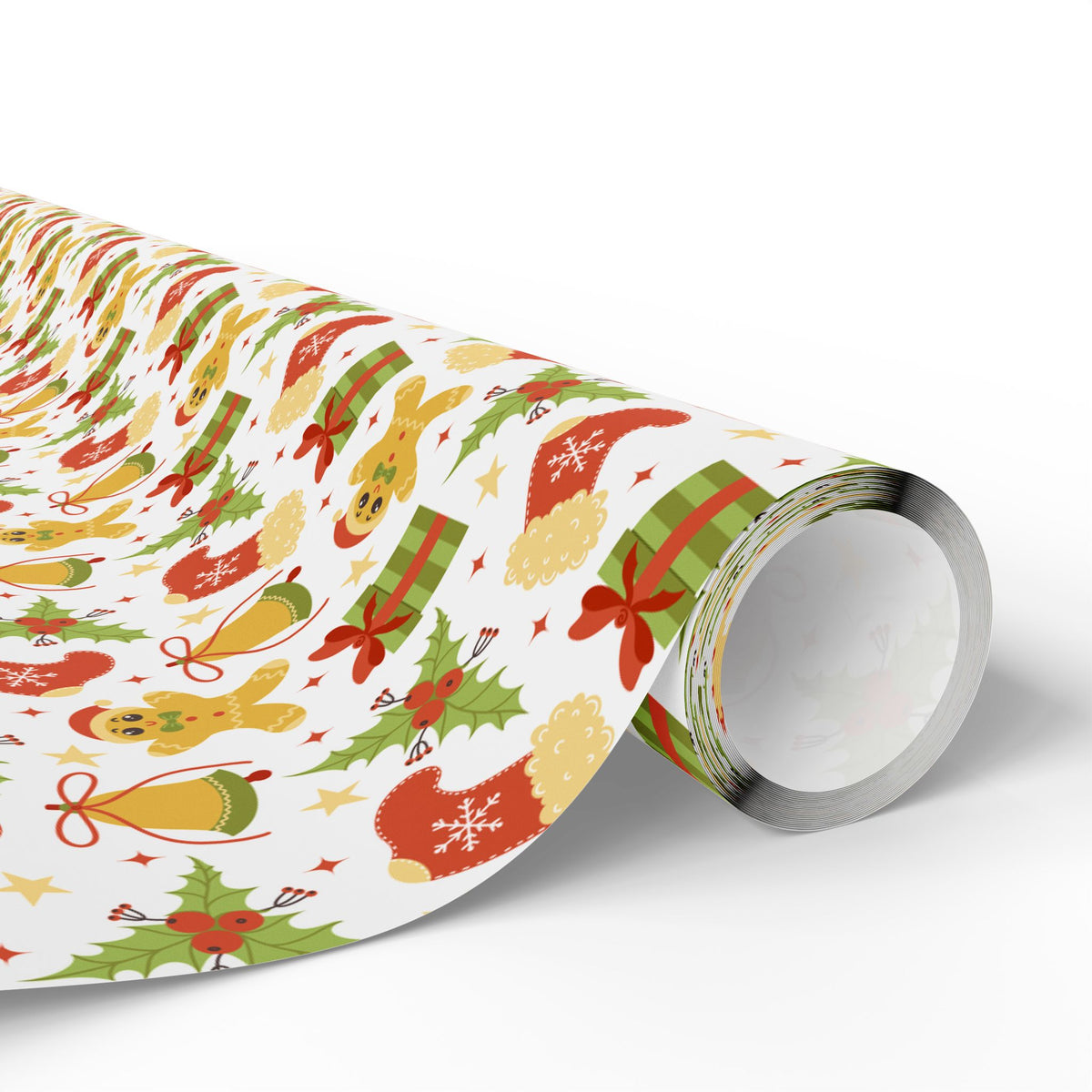 Christmas Hand Drawn Gingerbread Wrapping Paper | Holiday Gift Wrapping Paper Roll