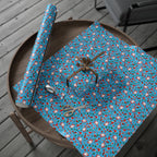 Christmas Santa's Stockings Sky Blue Wrapping Paper | Holiday Gift Wrapping Paper Roll