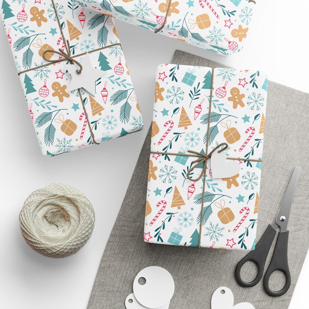 Christmas Geometric Winter Wrapping Paper | Holiday Gift Wrapping Paper Roll