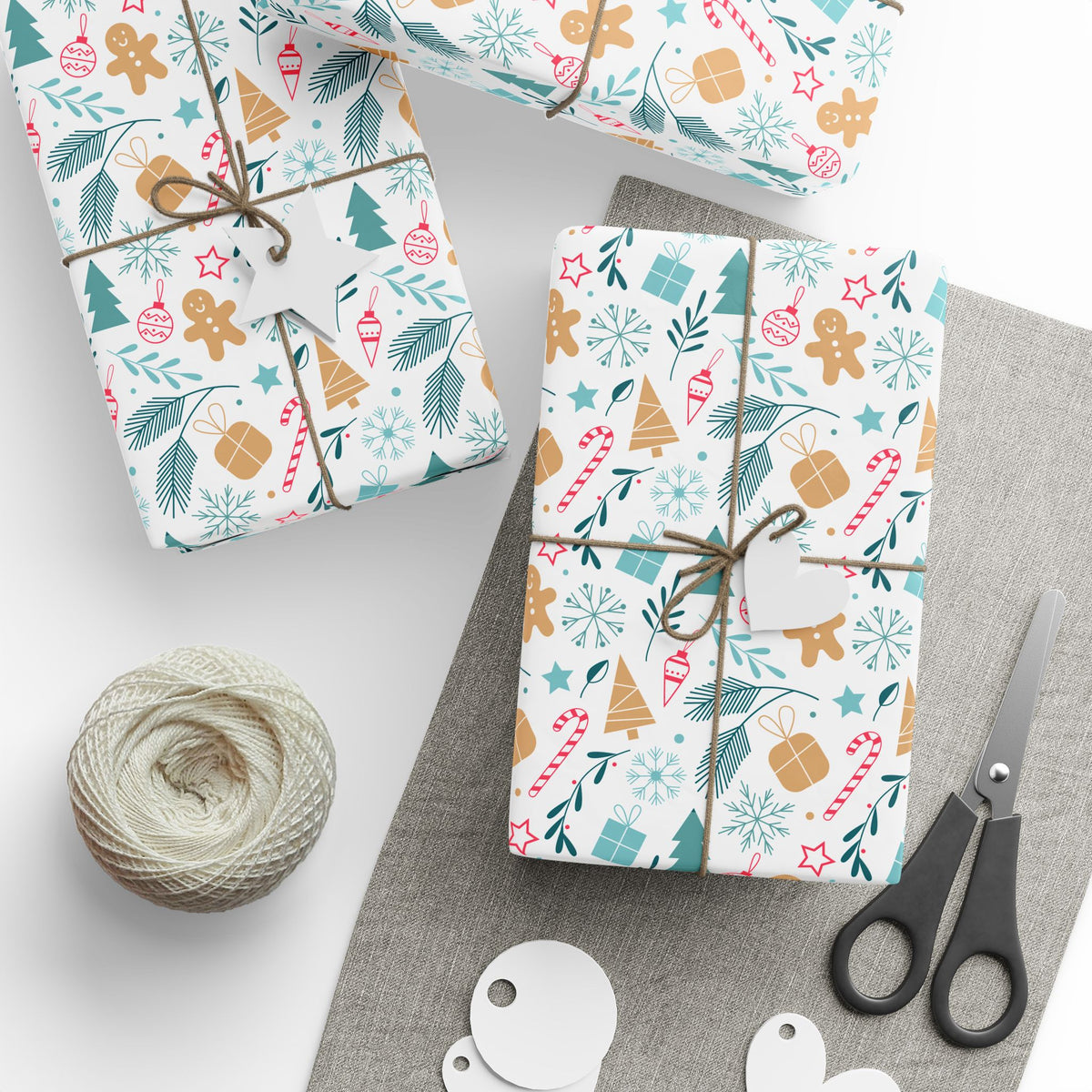 Christmas Geometric Winter Wrapping Paper | Holiday Gift Wrapping Paper Roll