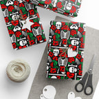 Day of the Dead Bones & Roses Wrapping Paper | Holiday Gift Wrapping Paper Roll