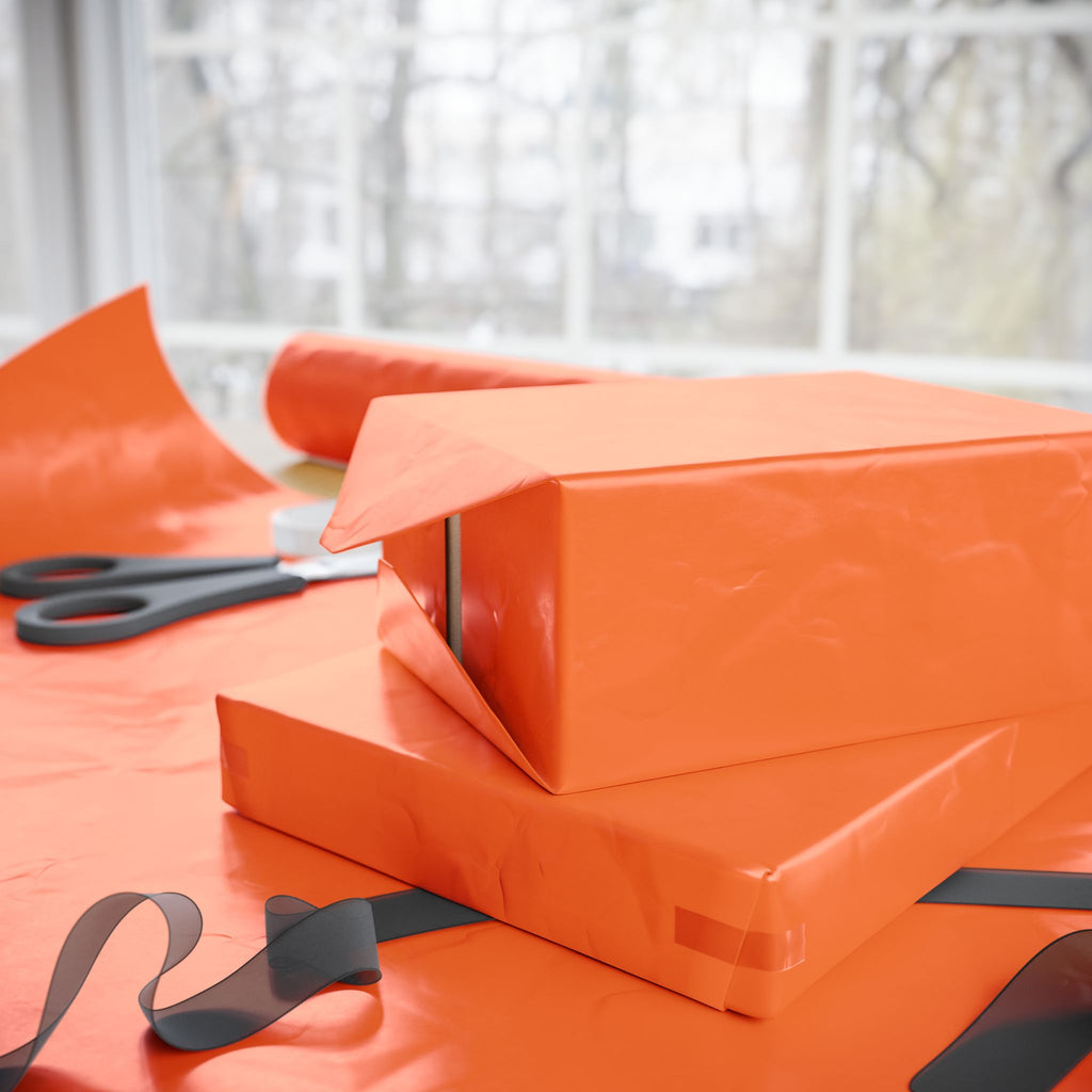 Solid Tangerine Wrapping Paper - Holiday Gift Wrapping Paper Roll