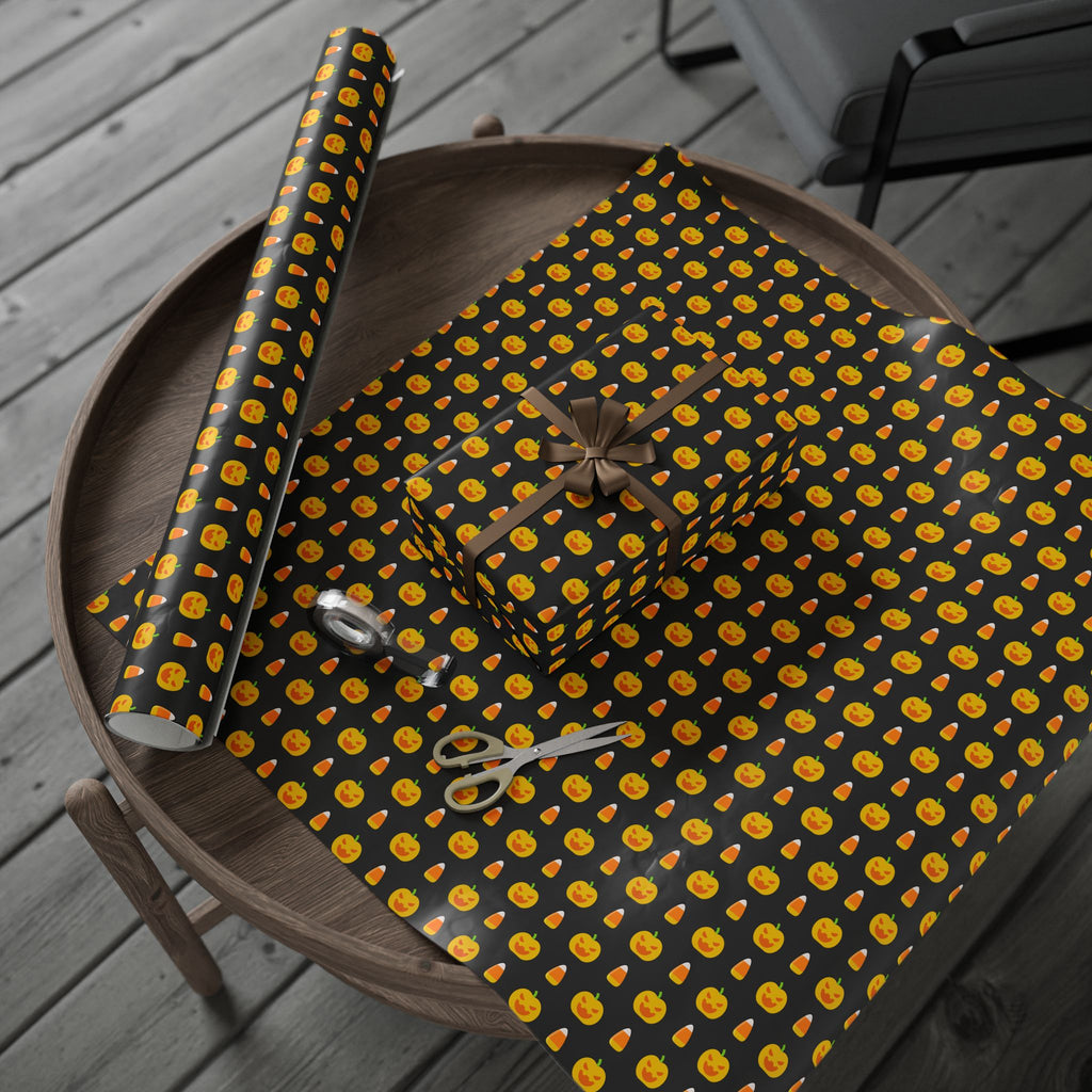 Halloween Candy Corn Pumpkins Wrapping Paper | Holiday Gift Wrapping Paper Roll
