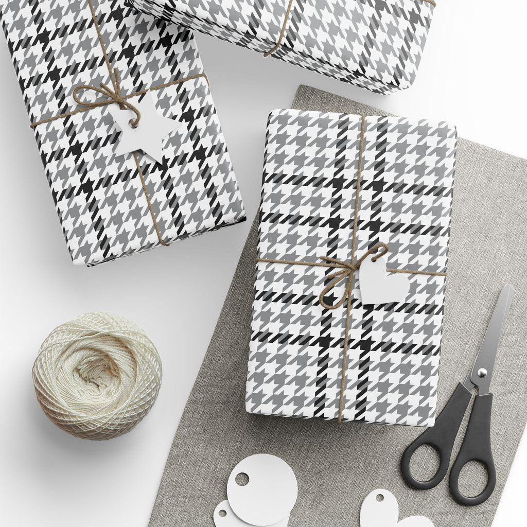 Houndstooth Wrapping Paper Design Grey 012 - Holiday Gift Wrapping Paper Roll
