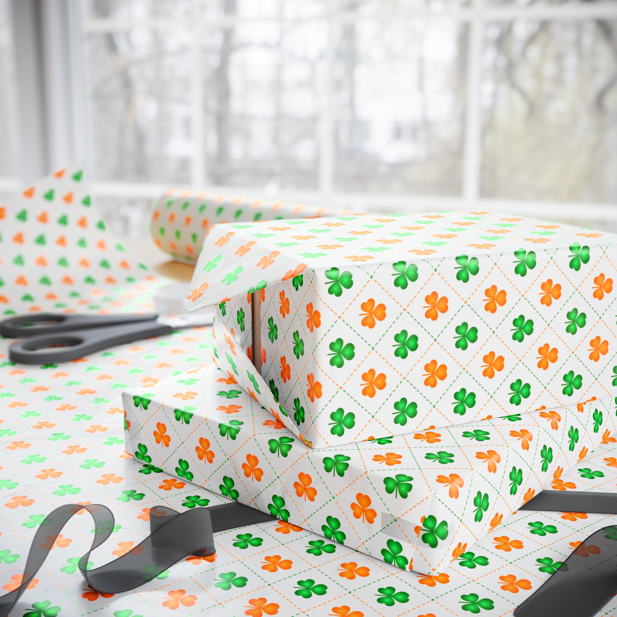 St Patrick's Day Irish Checkerboard Wrapping Paper | Holiday Gift Wrapping Paper Roll