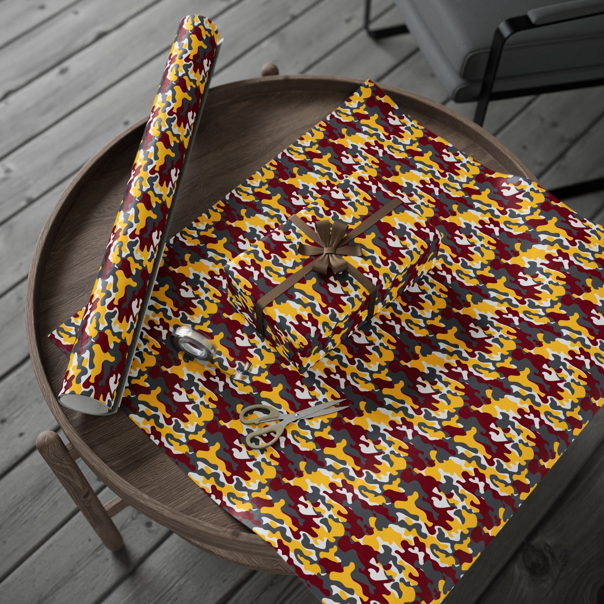 Minnesota Golden Gophers Inspired Camoflauge Wrapping Paper - Holiday Gift Wrapping Paper Roll