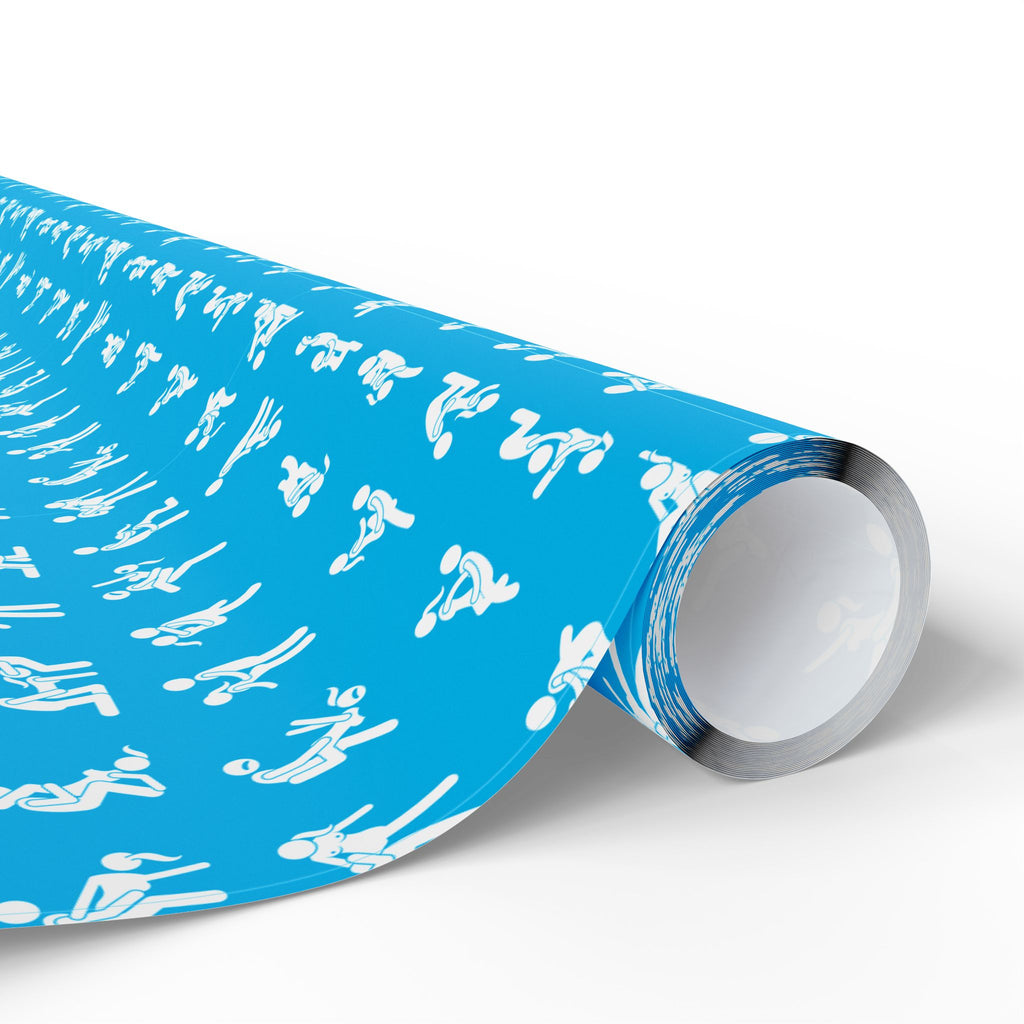 NSFW Stick Figure X Rated Fun on Sky Blue Wrapping Paper - Holiday Gift Wrapping Paper Roll