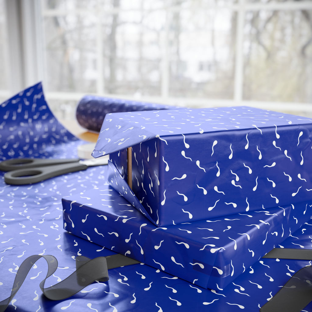 NSFW Late Night Swimmers on Blue Wrapping Paper - Holiday Gift Wrapping Paper Roll