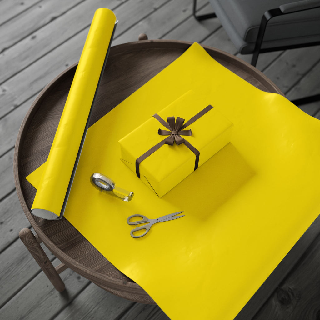 Solid Lemon Yellow Wrapping Paper - Holiday Gift Wrapping Paper Roll