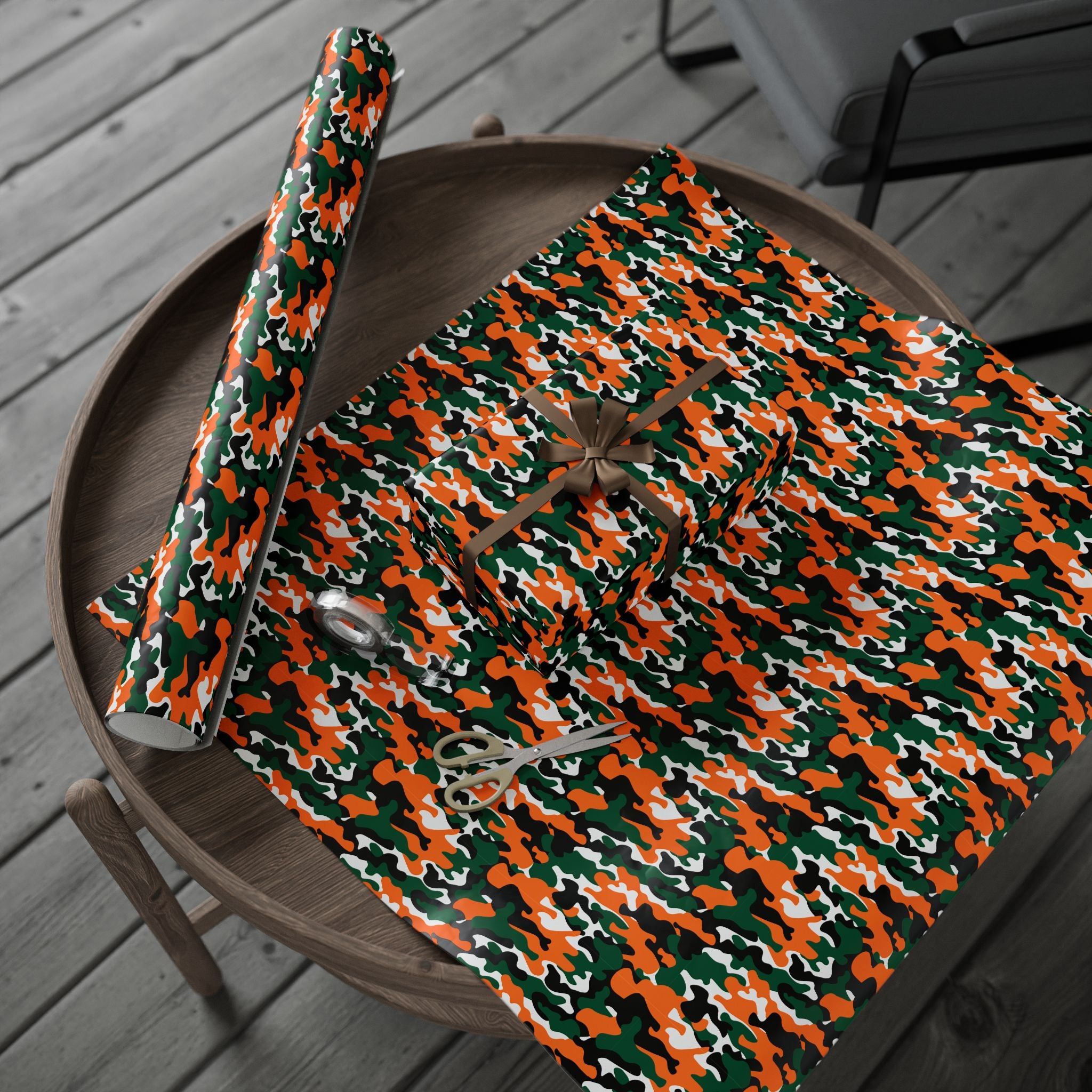 Miami Hurricanes Inspired Camoflauge Wrapping Paper - Holiday Gift Wrapping Paper Roll