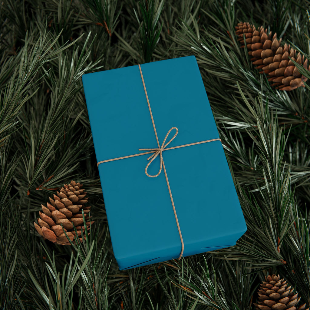 Solid Teal Wrapping Paper - Holiday Gift Wrapping Paper Roll