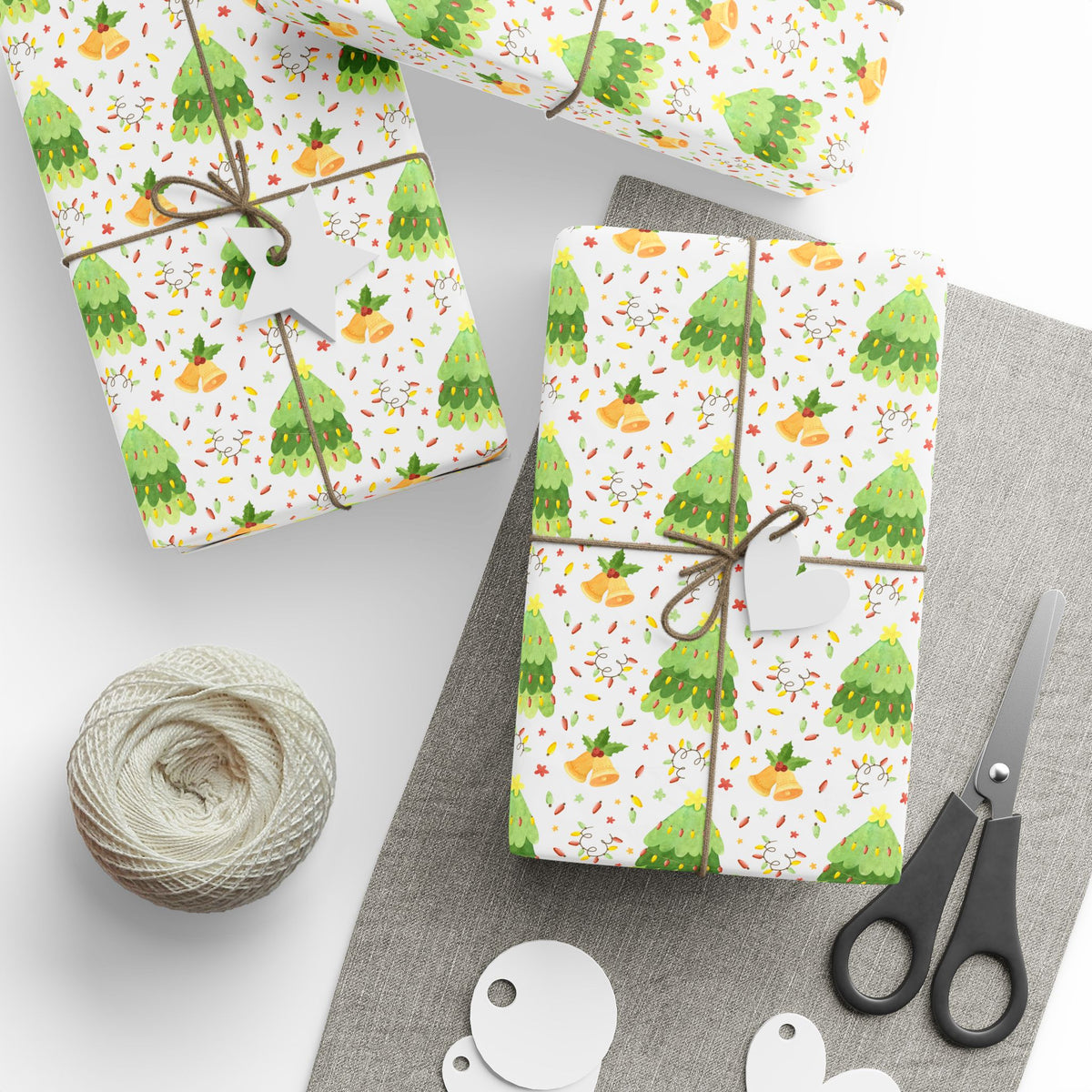 Christmas Watercolor Lights Wrapping Paper | Holiday Gift Wrapping Paper Roll