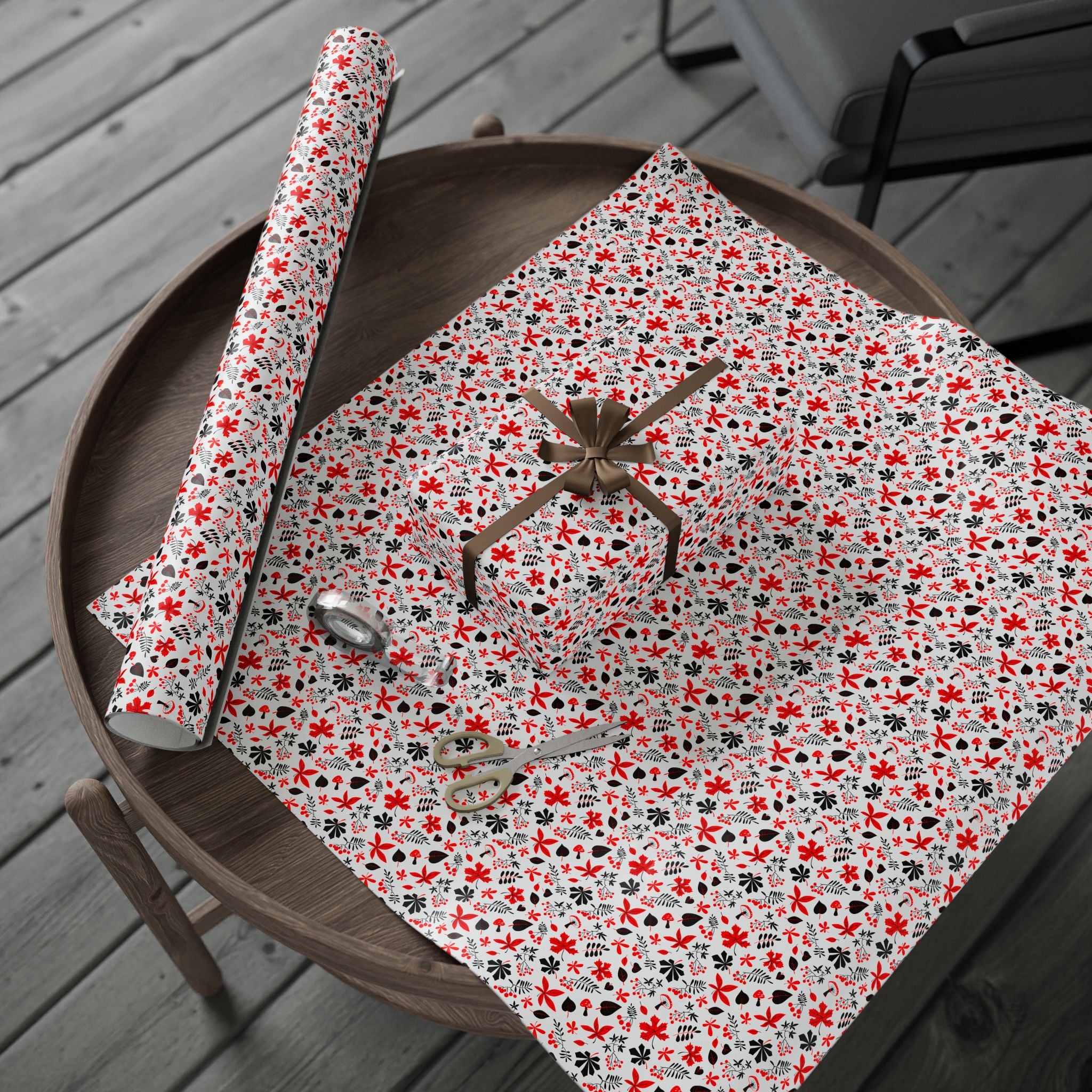 Thanksgiving Fall Foilage Wrapping Paper | Holiday Gift Wrapping Paper Roll