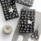 NSFW Stick Figure X Rated Fun on Black Wrapping Paper - Holiday Gift Wrapping Paper Roll