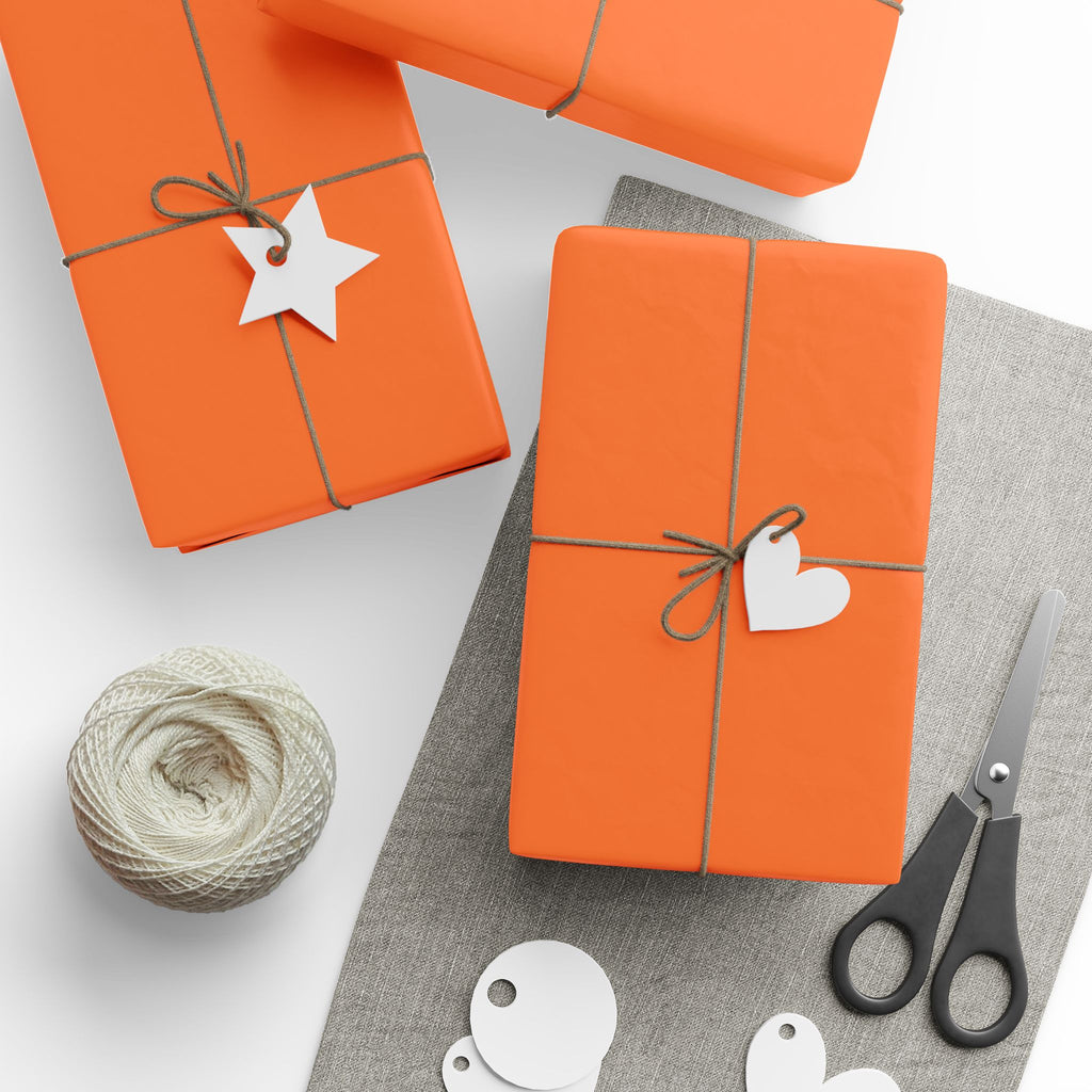 Solid Tangerine Wrapping Paper - Holiday Gift Wrapping Paper Roll
