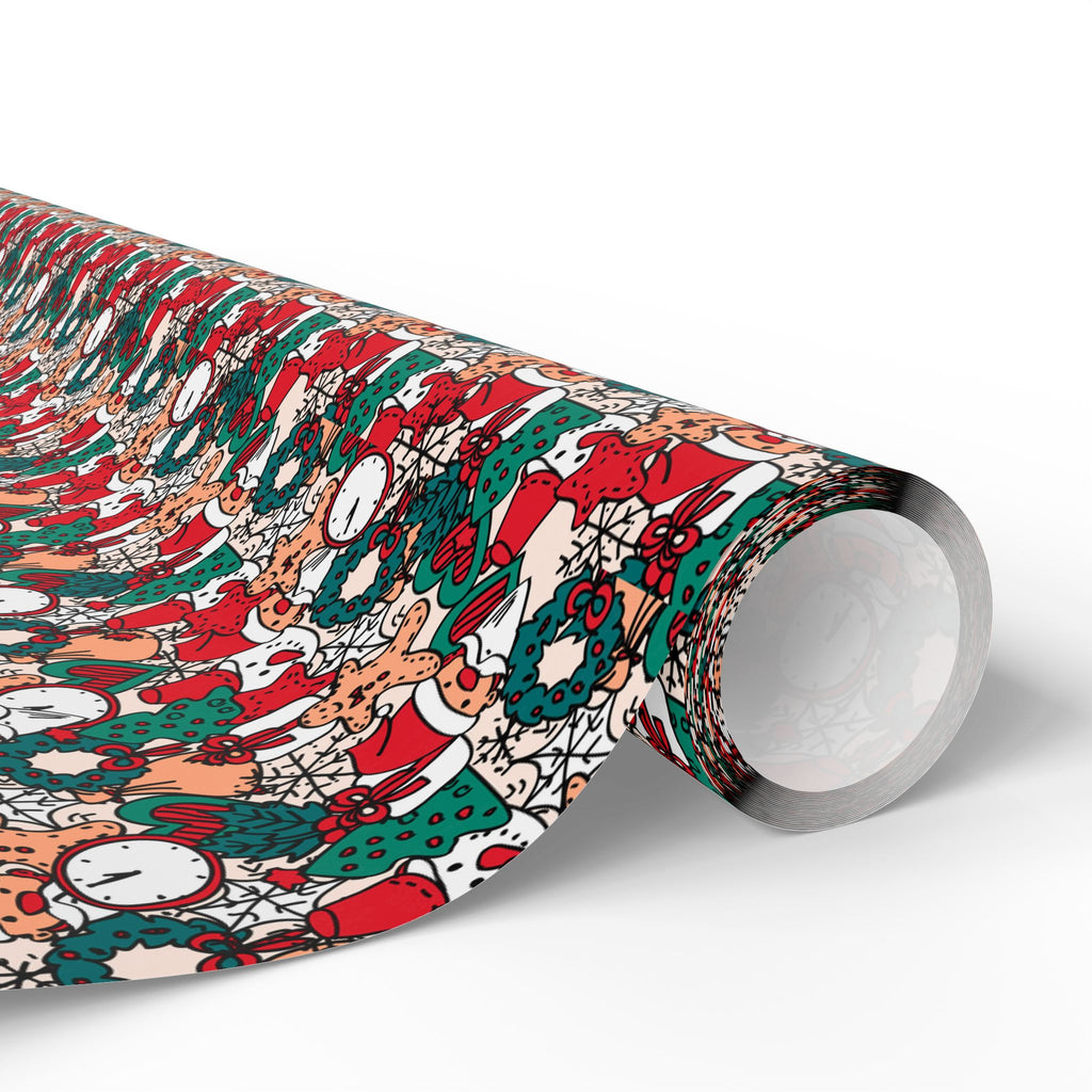 Hand Drawn Doodles Wrapping Paper | Holiday Gift Wrapping Paper Roll