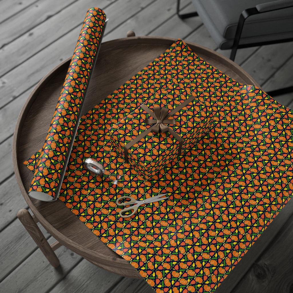 Thanksgiving Pumpkin Veggies Wrapping Paper | Holiday Gift Wrapping Paper Roll