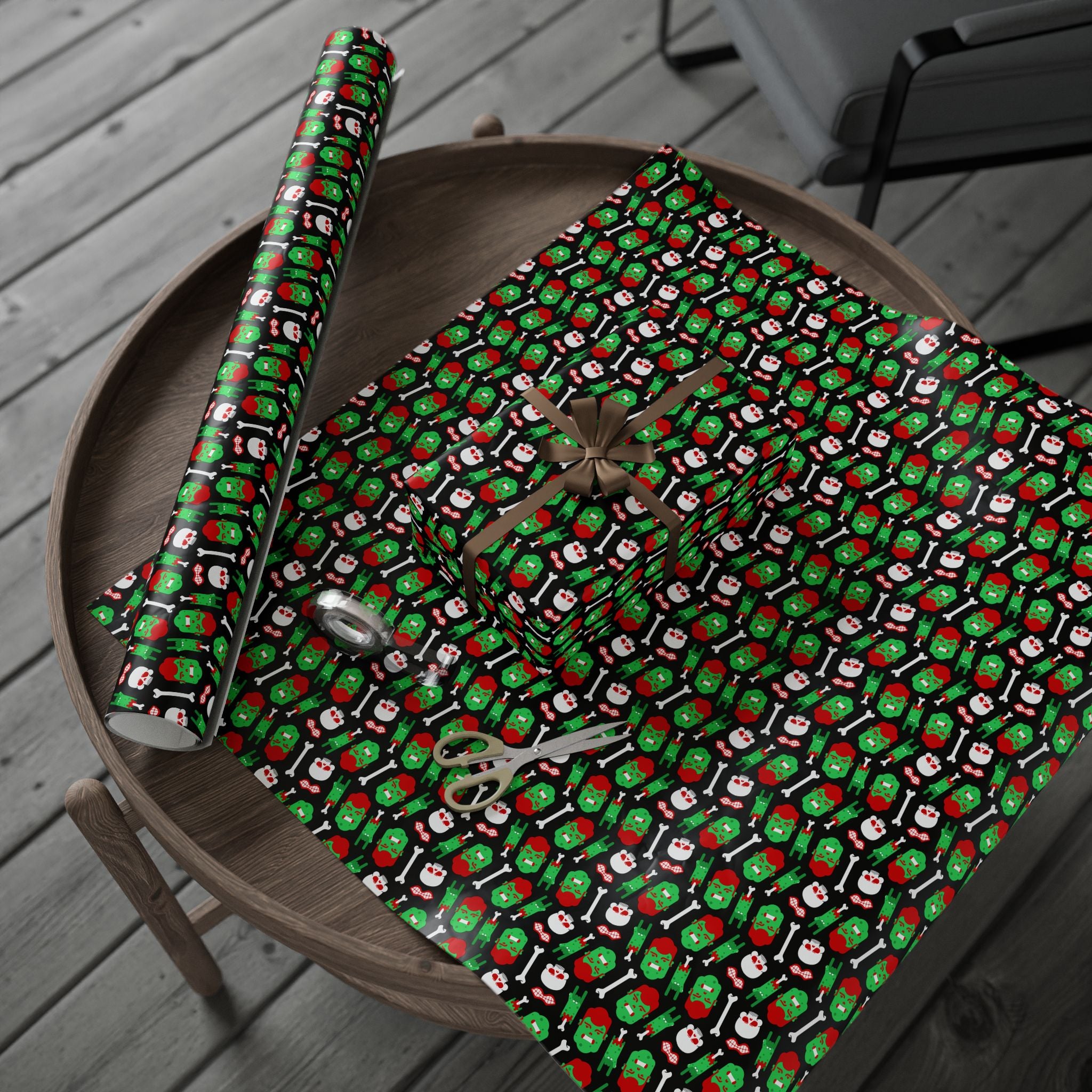 Halloween Zombie Pieces Wrapping Paper | Holiday Gift Wrapping Paper Roll