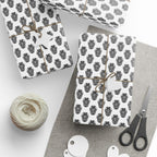 Day of the Dead Black Sugar Skulls on White Wrapping Paper | Holiday Gift Wrapping Paper Roll