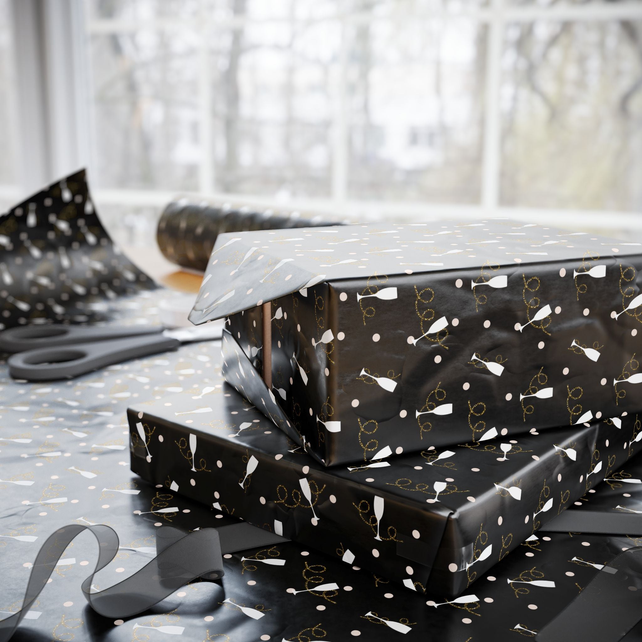 New Year's Serpentine Confetti Wrapping Paper - Holiday Gift Wrapping Paper Roll
