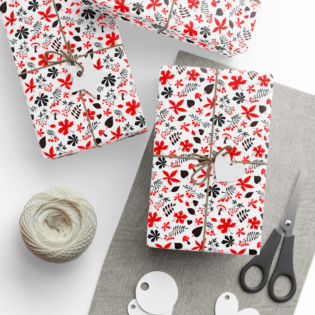 Thanksgiving Fall Foilage Wrapping Paper | Holiday Gift Wrapping Paper Roll