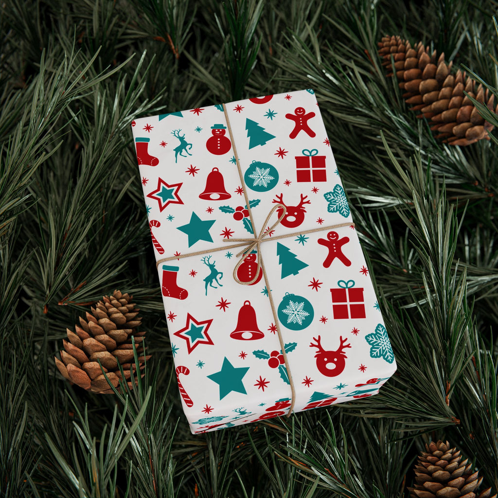 Christmas Cute Elements Wrapping Paper | Holiday Gift Wrapping Paper Roll