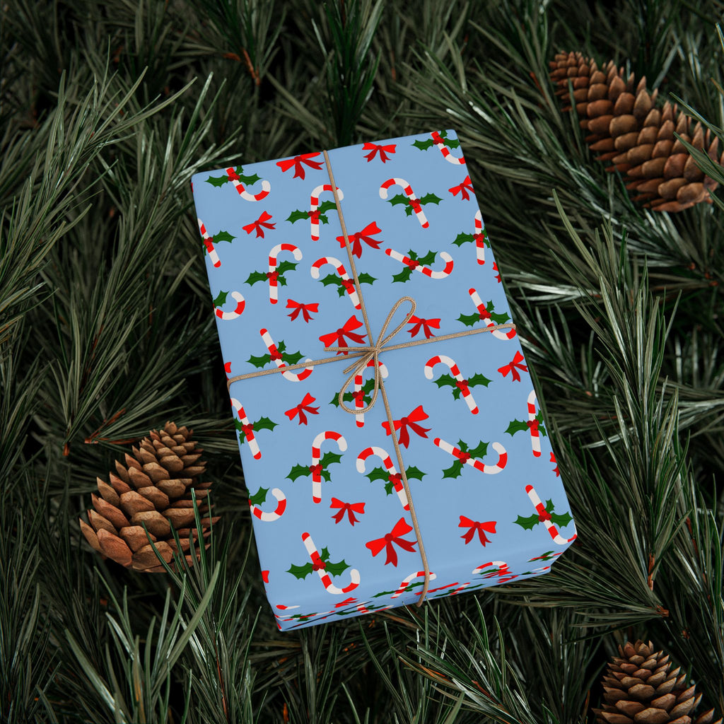 Christmas Candy Cane Ribbons Wrapping Paper | Holiday Gift Wrapping Paper Roll