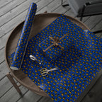 Halloween Jack-O-Lanterns on Blue Wrapping Paper | Holiday Gift Wrapping Paper