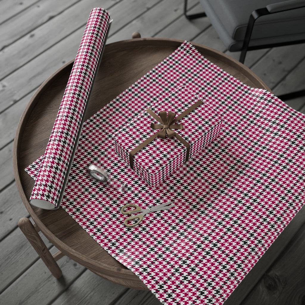 Houndstooth Wrapping Paper Design Raspberry 007 - Holiday Gift Wrapping Paper Roll