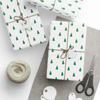 Christmas Little Green Trees Wrapping Paper | Holiday Gift Wrapping Paper Roll