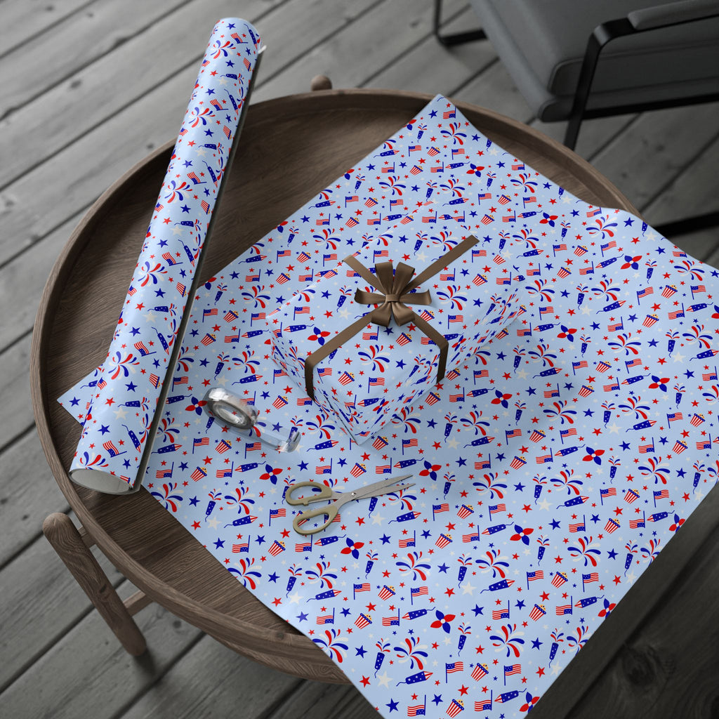 4th of July Rocket Doodles Wrapping Paper | Holiday Gift Wrapping Paper Roll