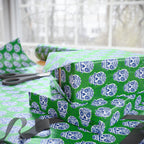 Day of the Dead Sugar Skulls on Green Wrapping Paper | Holiday Gift Wrapping Paper Roll