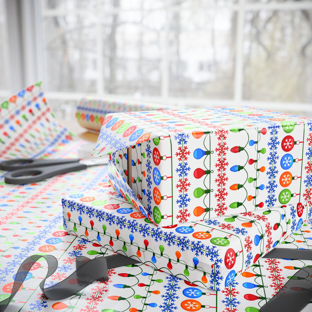 Christmas Ugly Lights White Wrapping Paper | Holiday Gift Wrapping Paper Roll