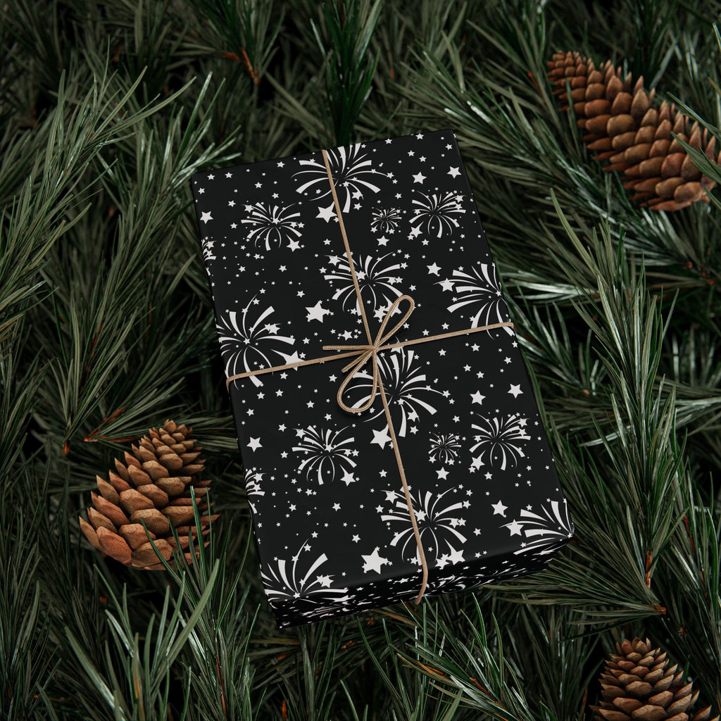 4th of July Black Sky Fireworks Wrapping Paper | Holiday Gift Wrapping Paper Roll