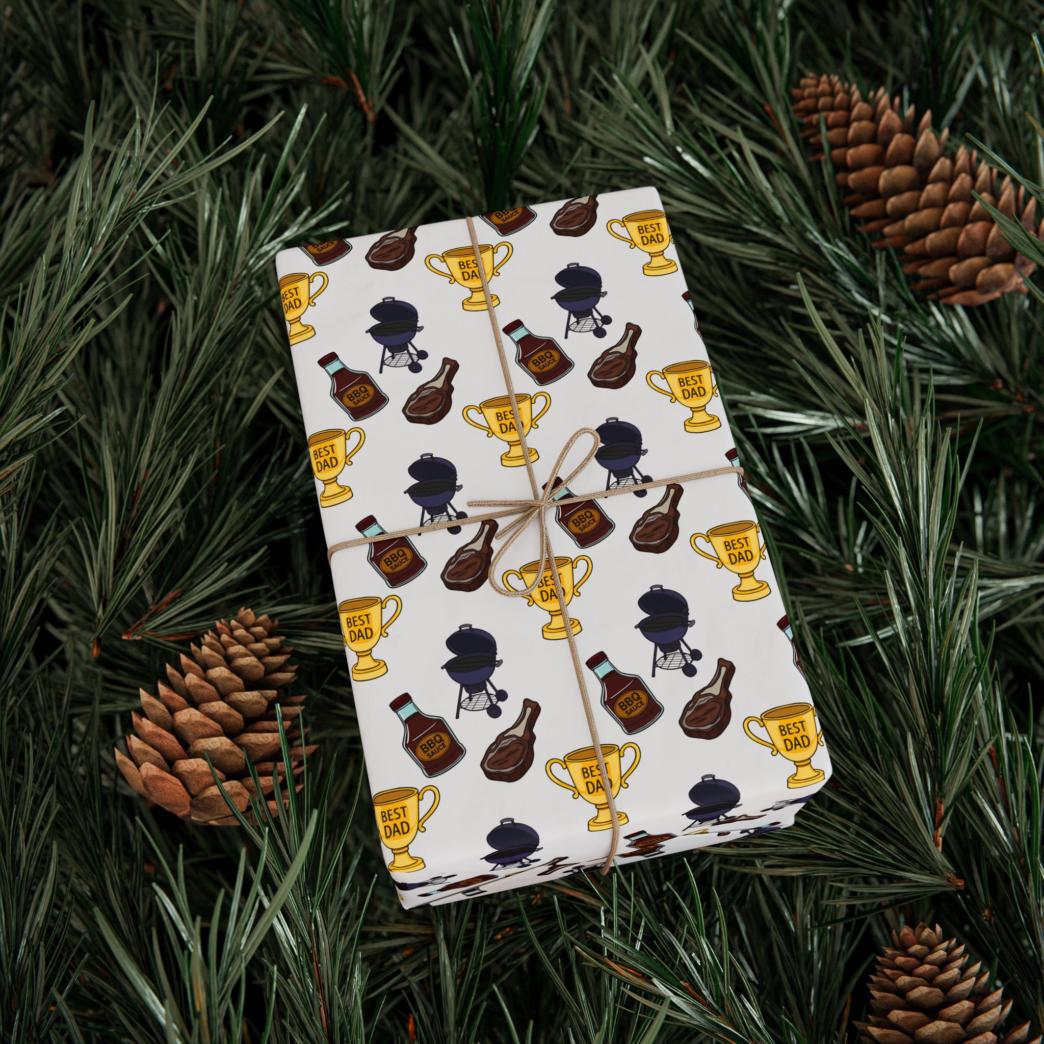 Father's Day Best Dad Cookout Wrapping Paper - Holiday Gift Wrapping Paper Roll
