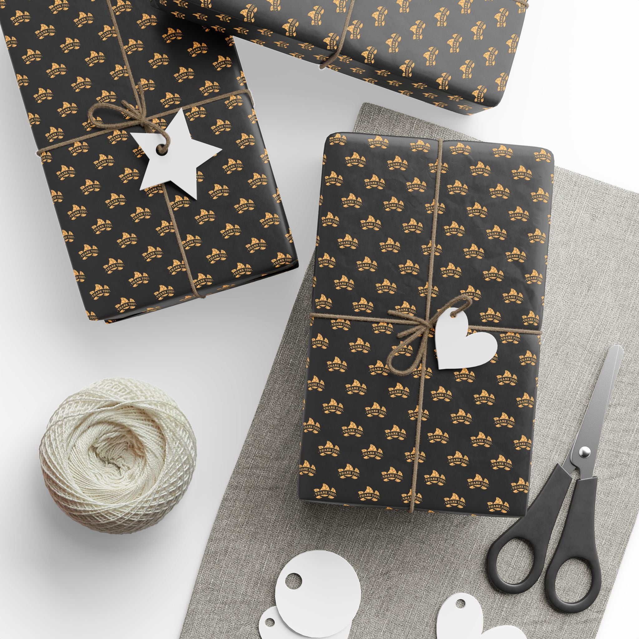 Thank You Golden Leaves Wrapping Paper Design | Holiday Gift Wrapping Paper Roll
