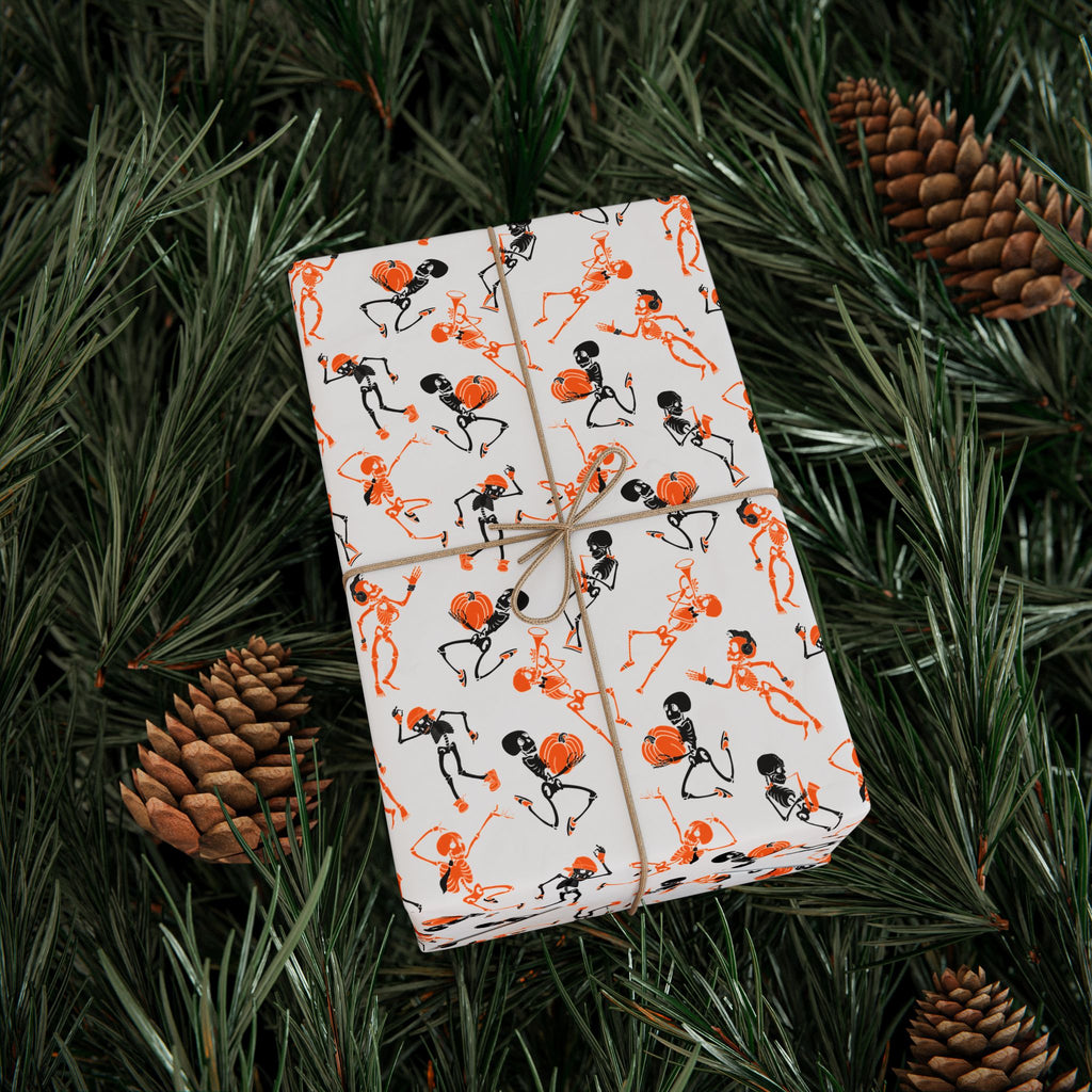 Halloween Skeleton Rockers Wrapping Paper | Holiday Gift Wrapping Paper Roll