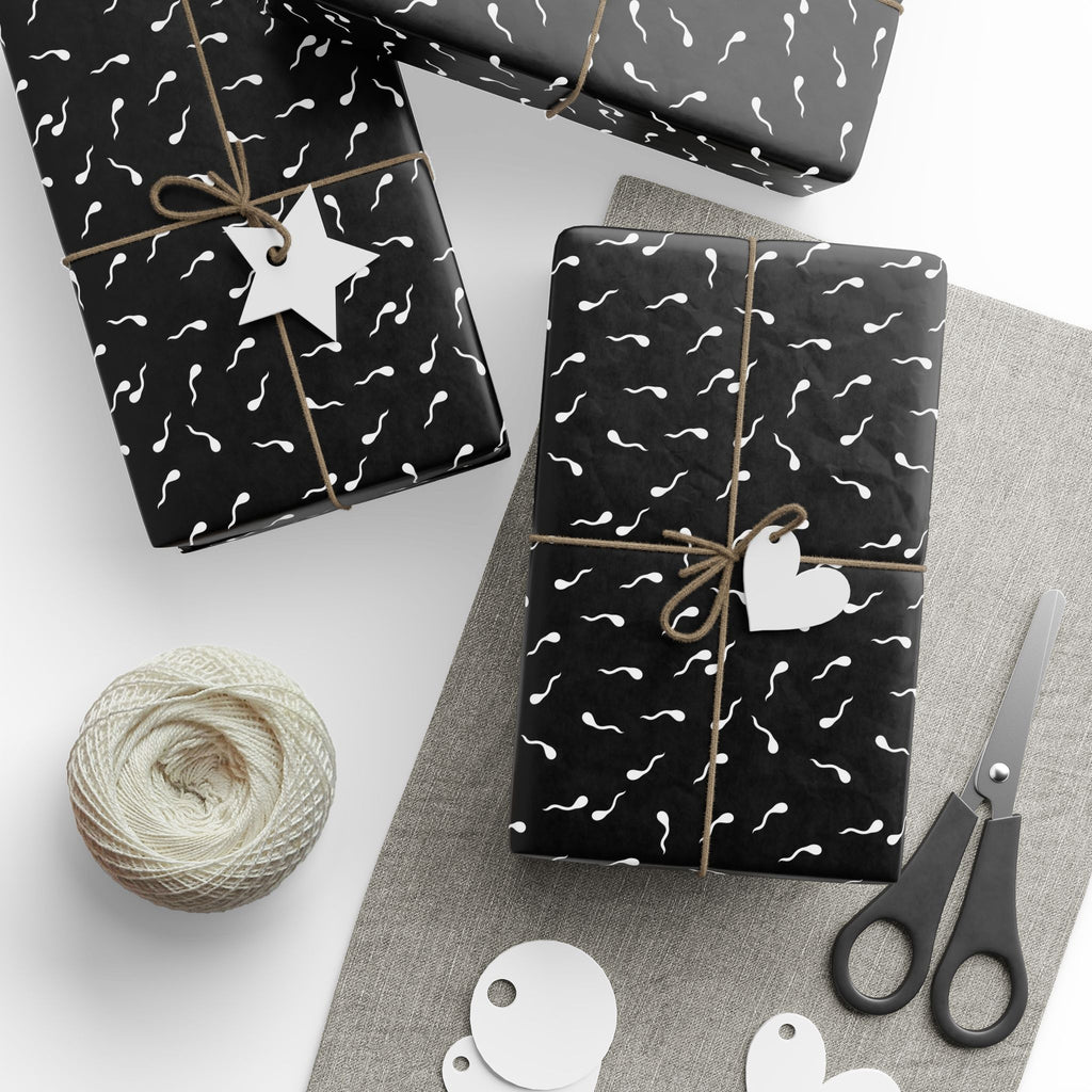 NSFW Late Night Swimmers on Black Wrapping Paper - Holiday Gift Wrapping Paper Roll