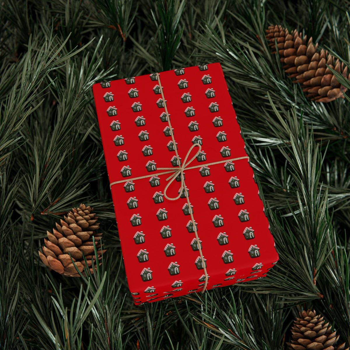 Christmas Decorated Gingerbread Houses Wrapping Paper | Holiday Gift Wrapping Paper Roll