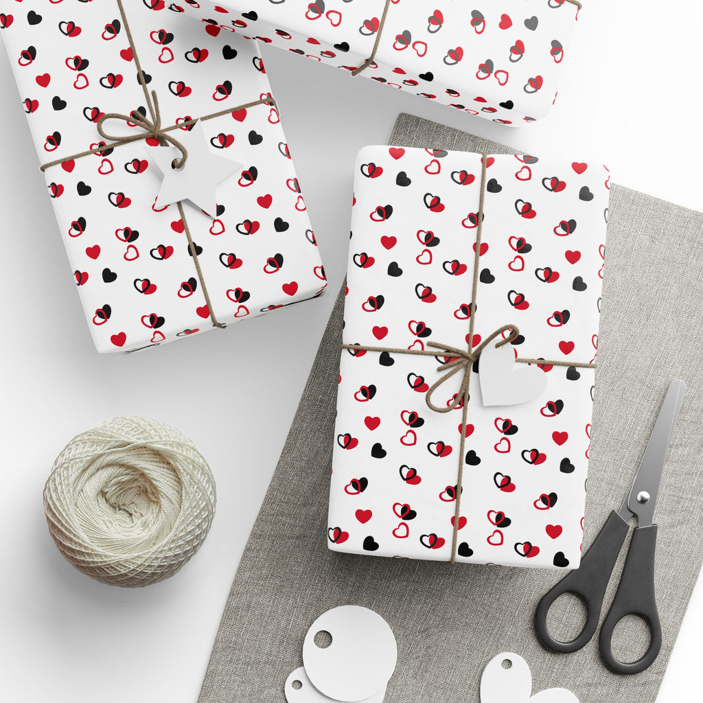 Valentine's Day Connected Hearts Wrapping Paper | Holiday Gift Wrapping Paper Roll